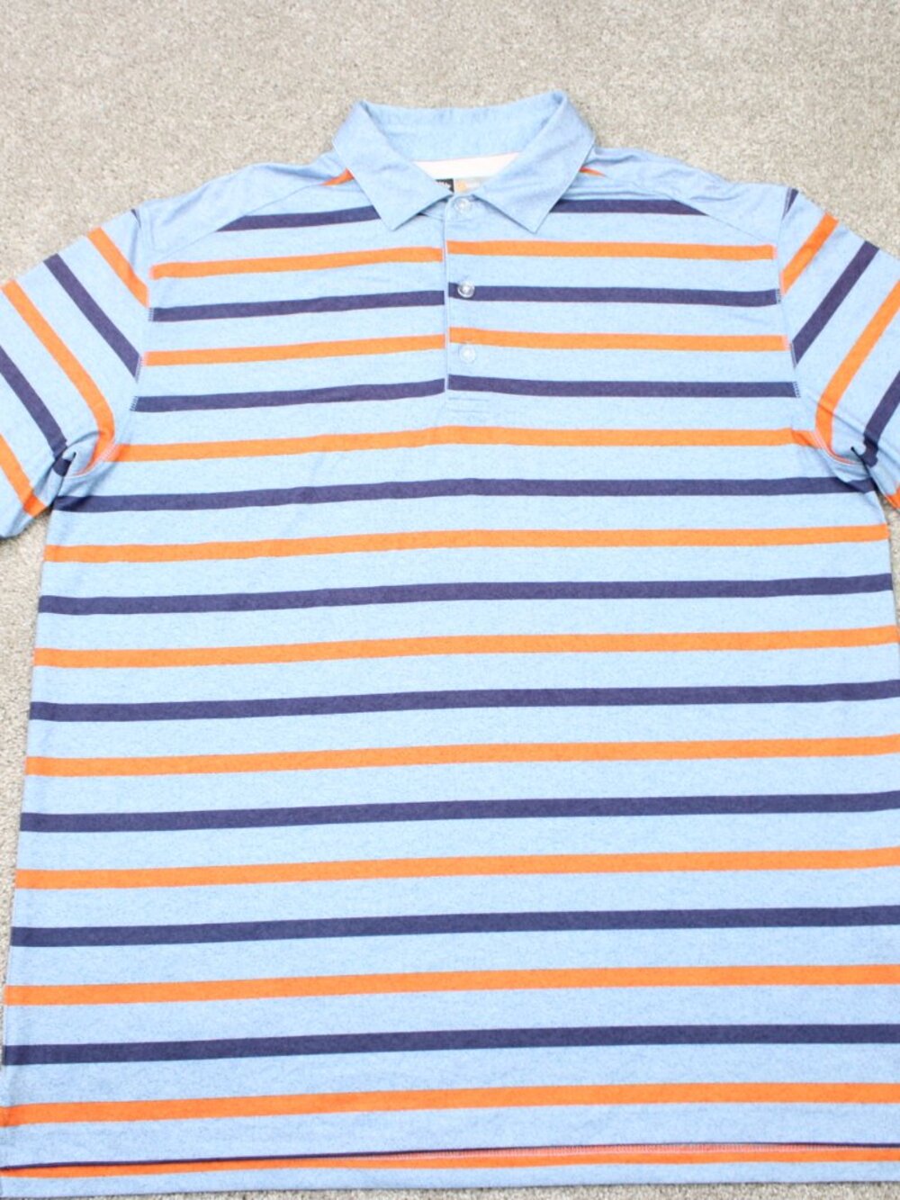Callaway Polo Shirt Mens Large Blue/Orange Opti-Dri Golf Stretch Short Sleeve